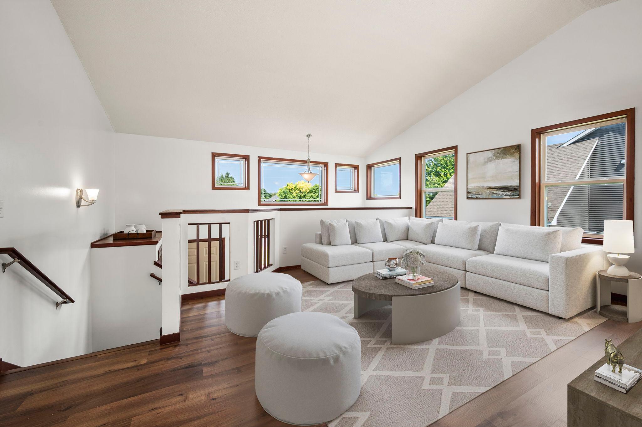 Virtually staged living room.