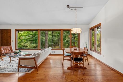 A new dining room light adds to the charm of this room.