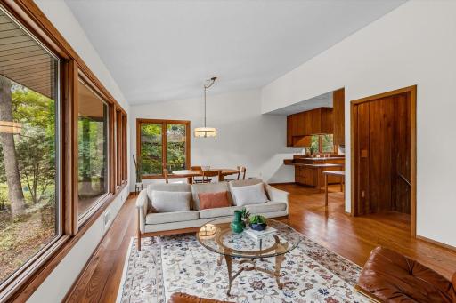 Vaulted ceiling make the space feel open and airy.