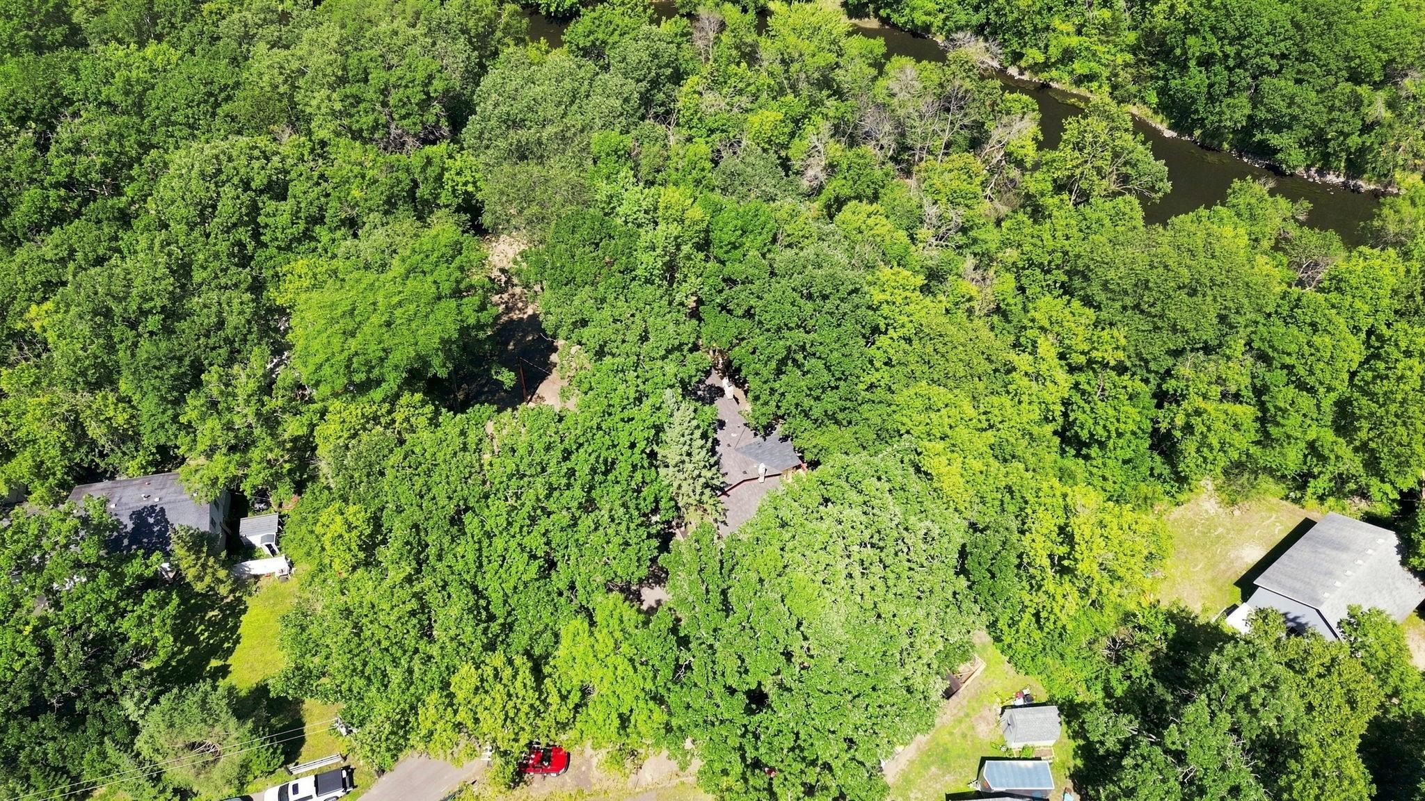 Aerial shot looking down onto property