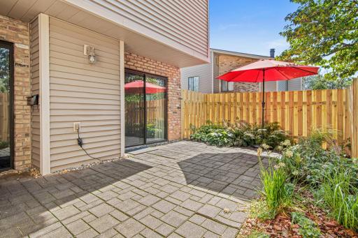 Fully fenced patio area.