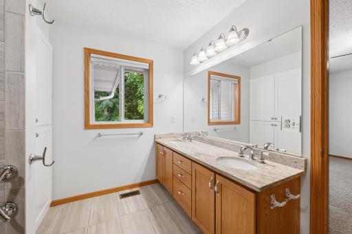 Primary bathroom with double sinks