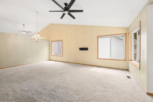 Living room and dining area with TV mount