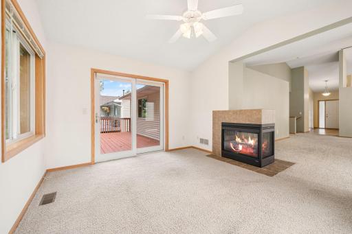 Sunroom with large, attached deck!