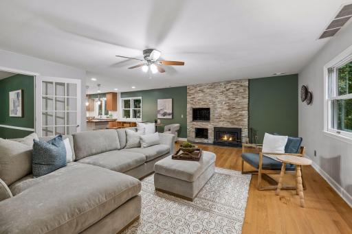 Family room includes w.b.fireplace as well as indoor grill