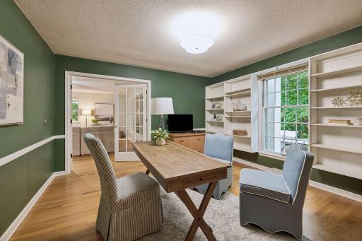 Large study/office with built in bookcases.