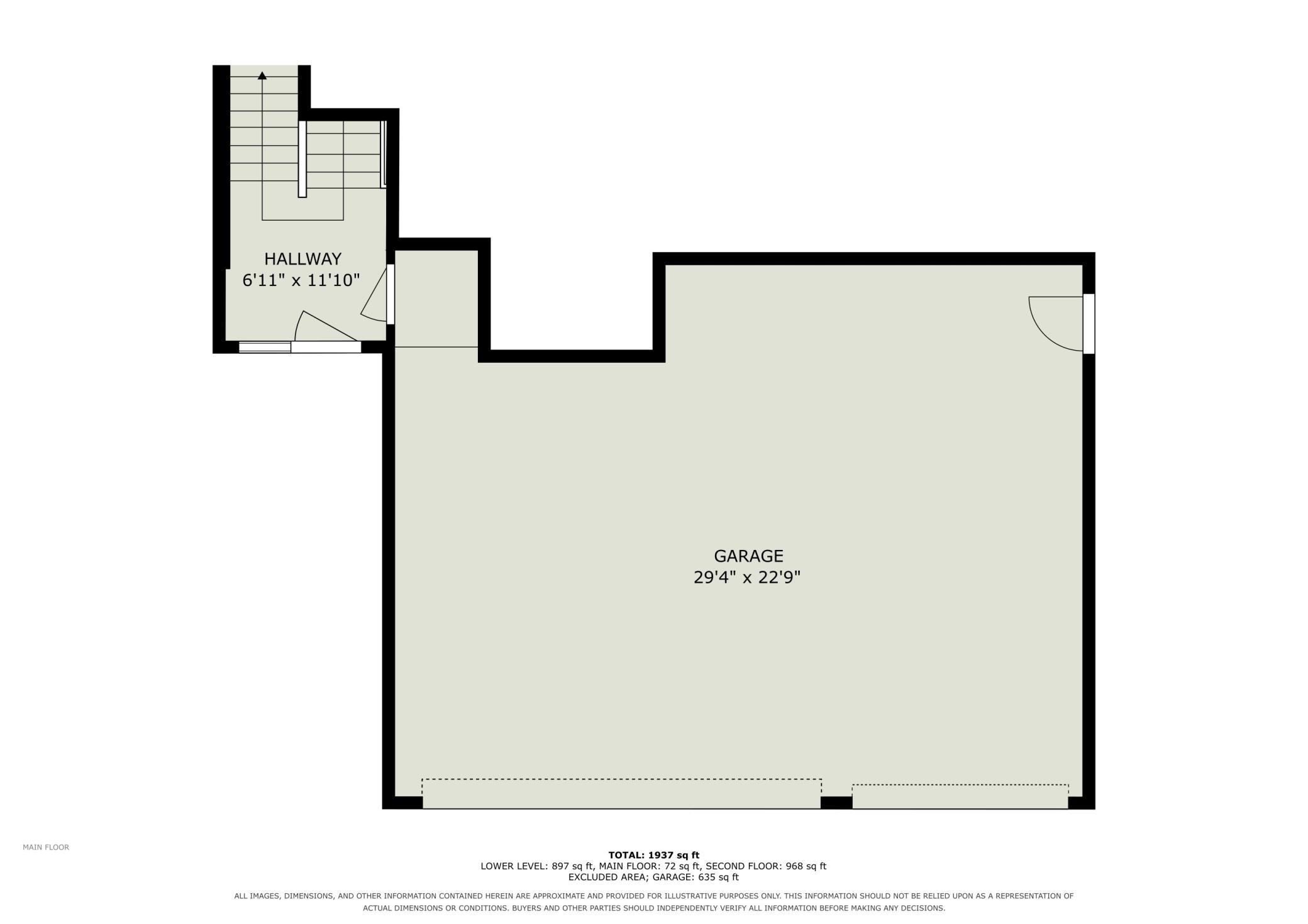 Garage landing with convenient access to the lower level.