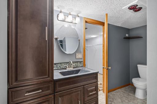 The 3/4 bathroom on the lower level is nicely updated