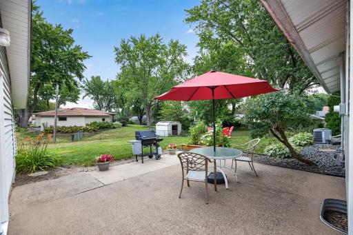 Amazing, large backyard patio overlooking a great sized, fenced yard