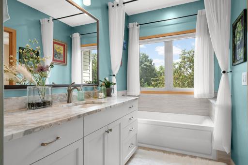 Primary bath with separate tub and shower