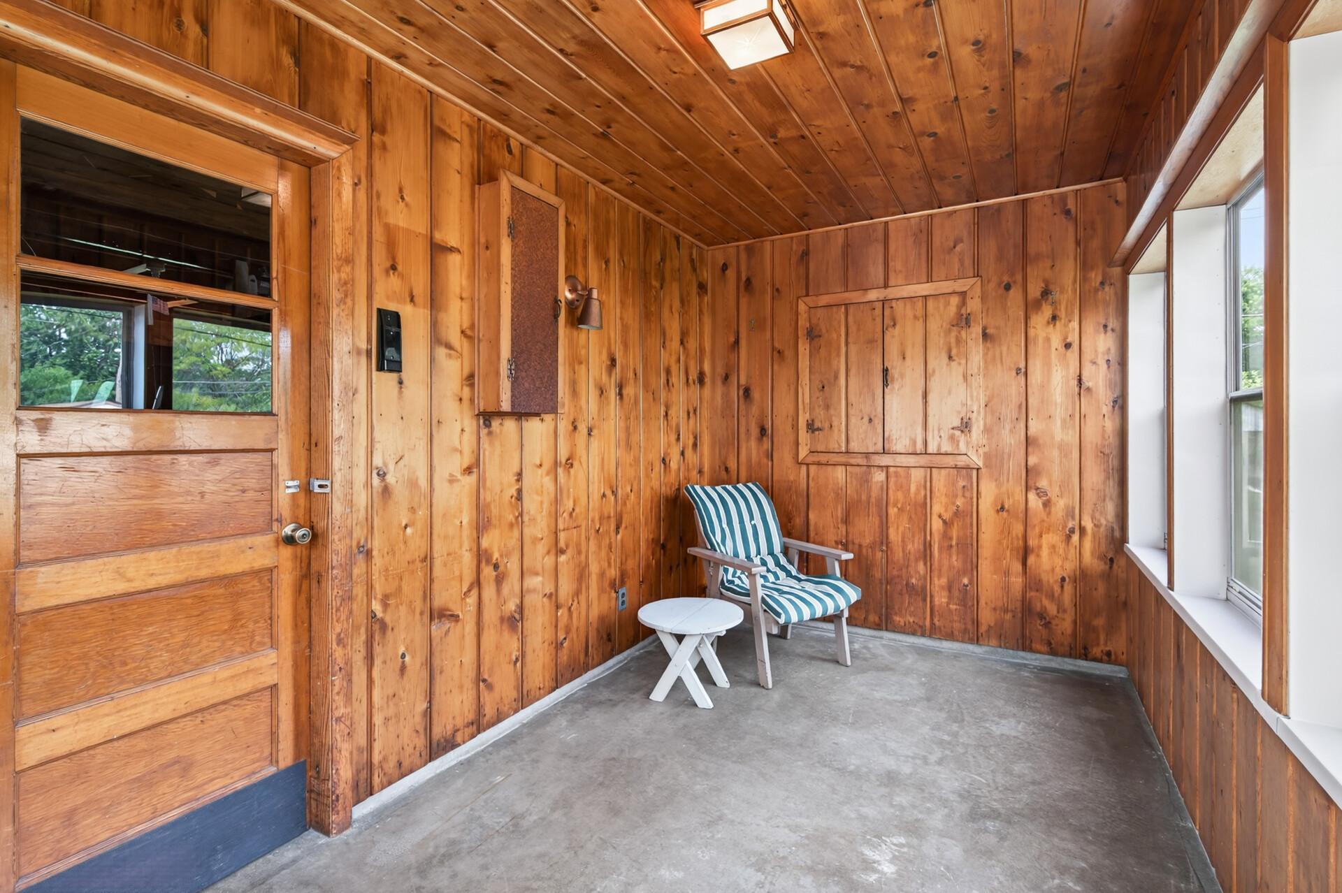 Access to the garage from the porch.