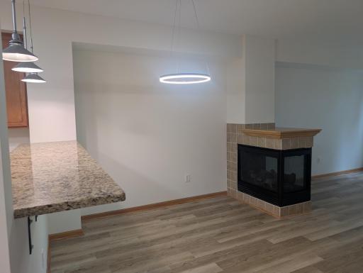 Dining Room with updated Lighting and LVP throughout Dining and Living and Kitchen