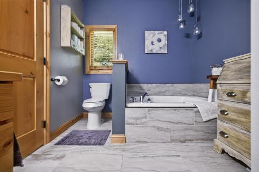 Primary bathroom soaker tub