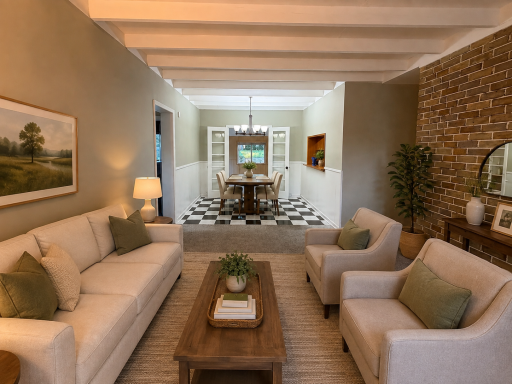 Virtually Staged Gentry Living room/Dining room 1