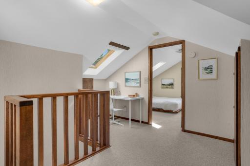 The upper level includes an additional bedroom and a spacious loft area that provides lots of flexibility and room for a home office or sitting area