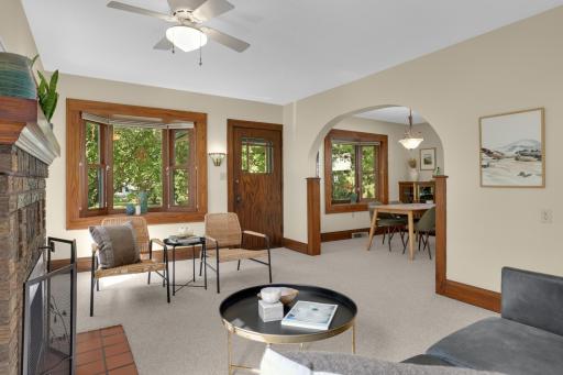 Enjoy the two bay windows at the front of the home that overlook the front yard and Minnehaha Parkway