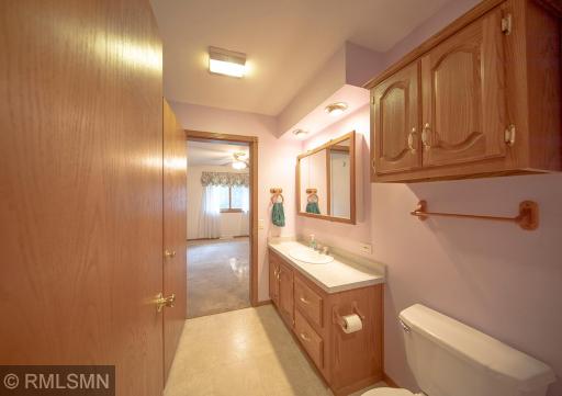 Primary bath just off the laundry area. This floorplan is so well thought out!.