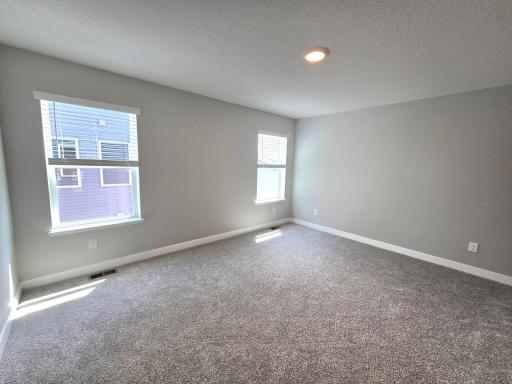 The Rushmore Primary Bedroom at Highlands at Eagle View in Elko New Market. Photo is of similar home. Options and colors may vary. Ask Sales Agent for details.