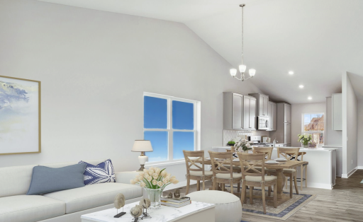 Open concept living. Our smart home package is included in every home. Photo is of similar home. Colors and options may vary. Ask Sales Agent for details.