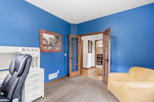 The main-level office opens into the front entry. It could be used as a main-level bedroom as well.