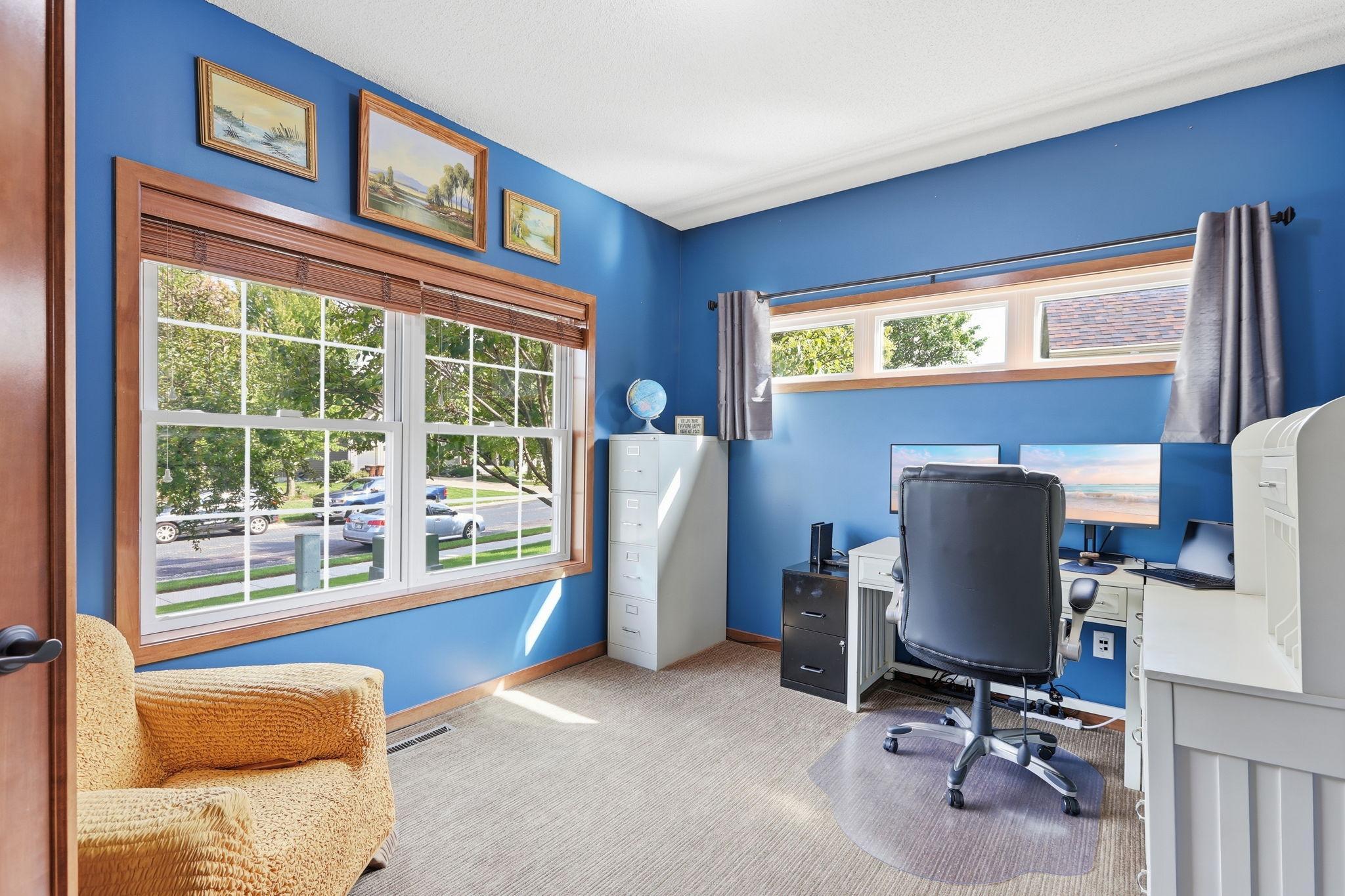 With a front-facing office, you can keep up with all the neighborhood action.