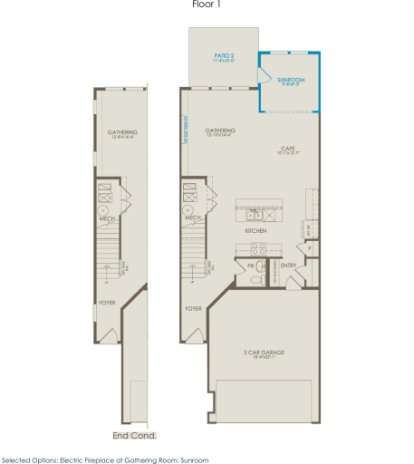 Plan 1st Floor (Corner Home has Three Additional Windows)