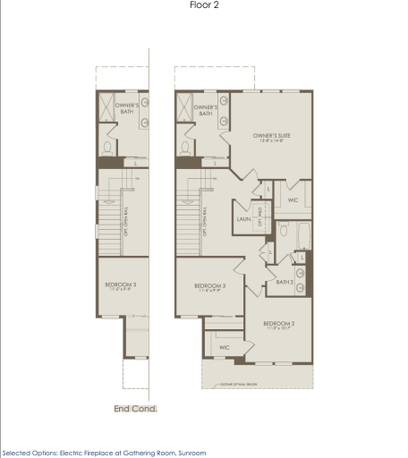 Plan 2nd Floor (Corner Home has Three Additional Windows)