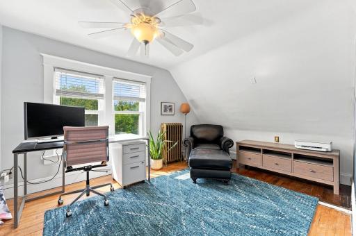 Hardwood floors and classic character continue into the bedrooms