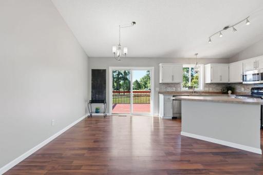 The large informal dining area highlights the open and spacious floor plan.