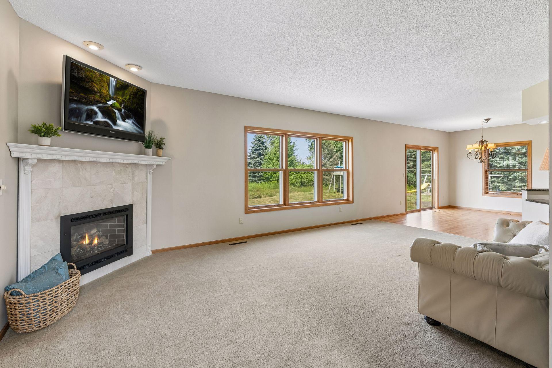 The family room flows effortlessly into the kitchen, creating a connected layout that works wonderfully for everyday living and entertaining.