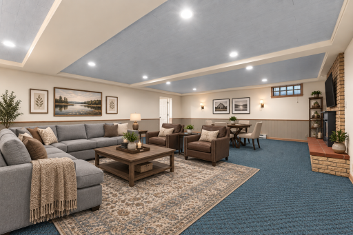 Lower level family room - AI enhanced