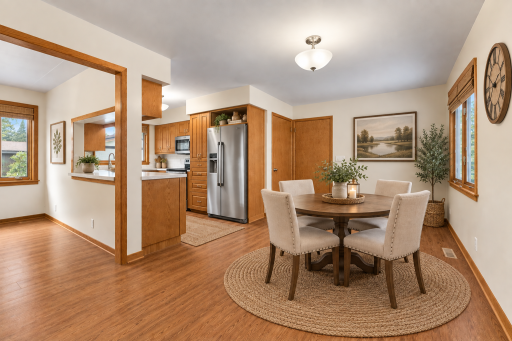 Dining room off kitchen - AI enhanced