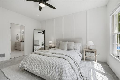 Enjoy a full, private, attached bathroom! Let's go check it out.