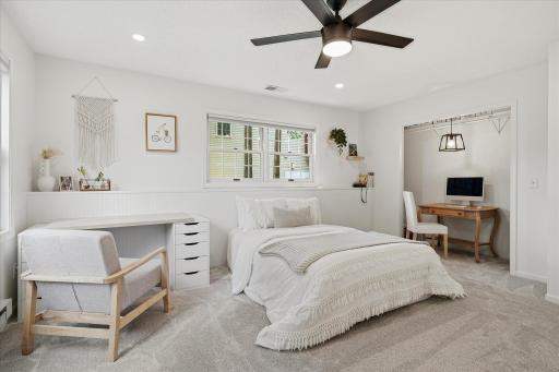 The floating shelves in this room are included too!