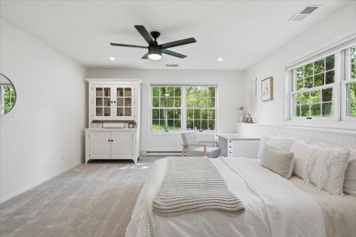 There is so much natural light coming into this space, coupled with four recessed lights AND the ceiling fan light!