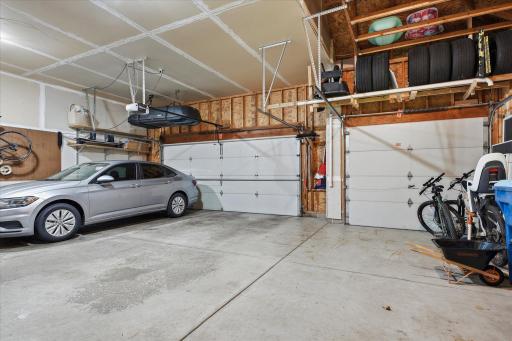 The tall ceilings in the garage allow for so much more storage than a typical garage.