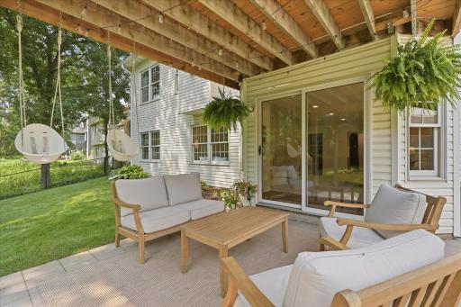 The paver patio comes with the string lights included!