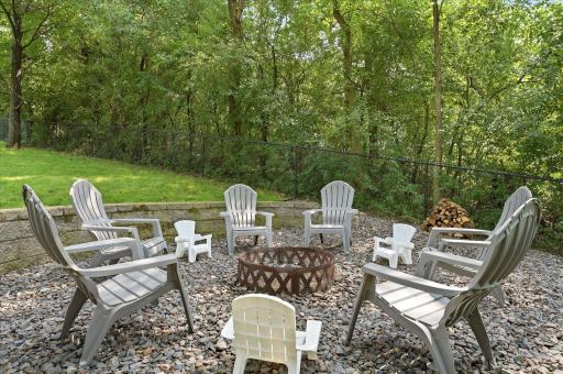 Here is a really great angle of the firepit, showing the privacy created by the mature trees.