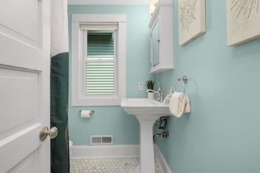 Updated bath combines both modern and vintage feel
