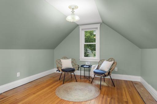 Upstairs retreat provides quiet space for reading nook