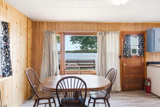 Second cabin table looking out towards the lake.