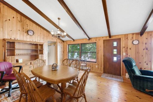 Dining area and door the walks out to deck.