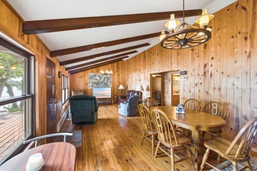 View of the vaulted main level space that walks right out to the deck!
