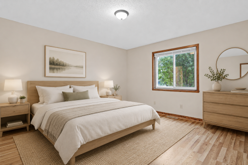 Primary bedroom, virtually staged