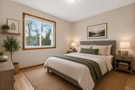 Bedroom, virtually staged