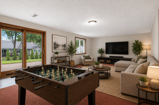 Virtually staged family room