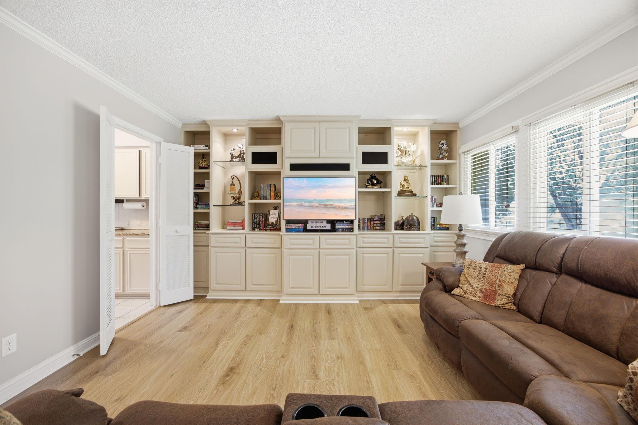 Custom built-ins look great and offer lots of storage.
