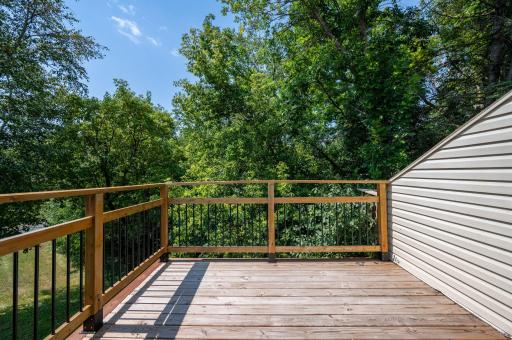 2025 built deck overlooks private backyard.