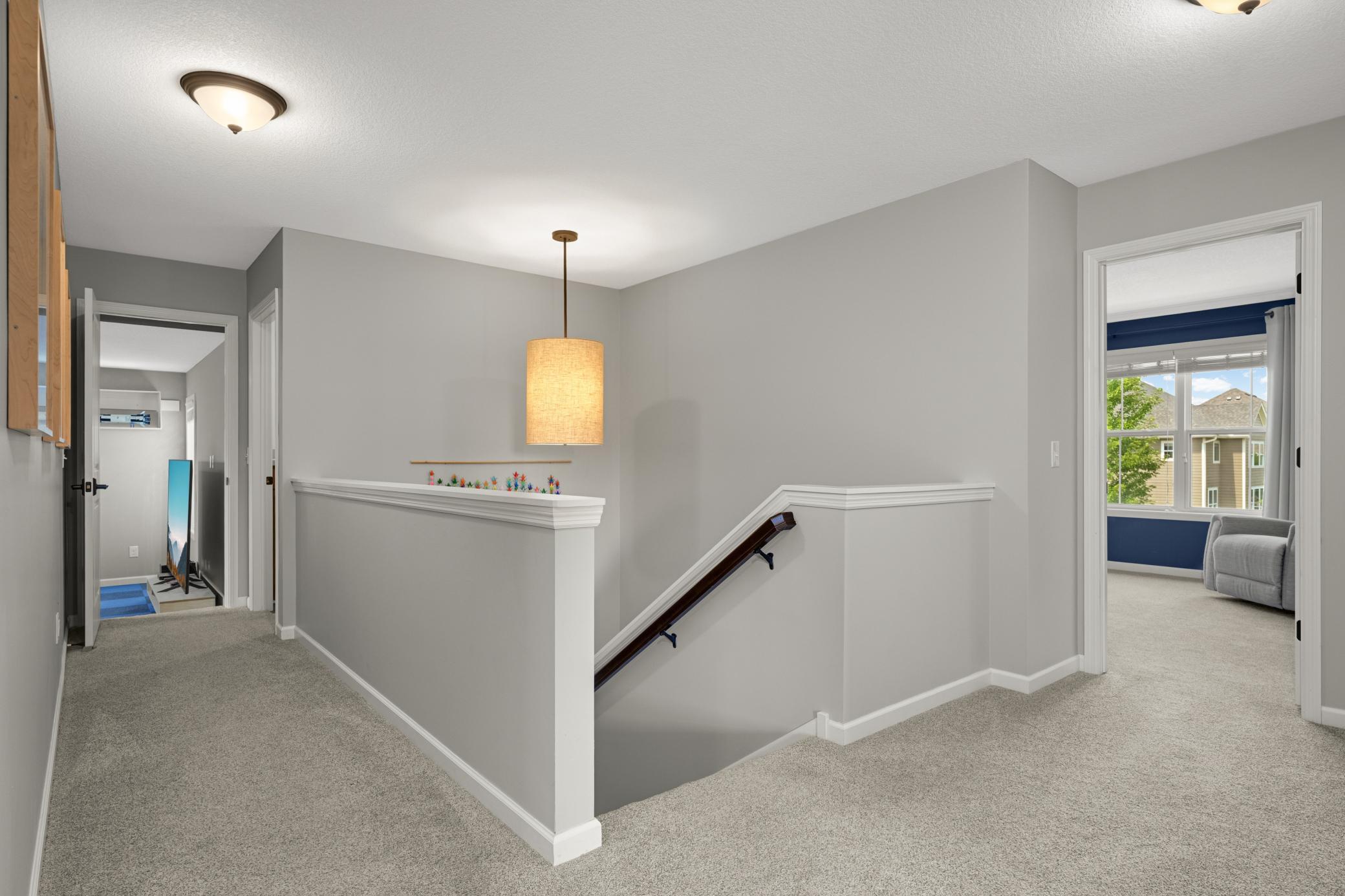 This floorplan features 4 bedrooms, 3 bathrooms, laundry and bonus room on the upper level.