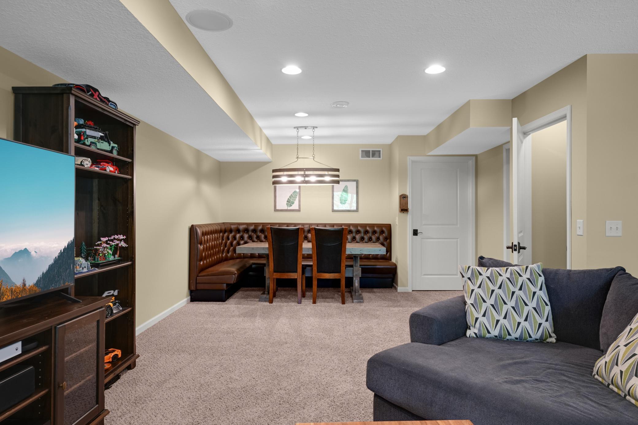 The built-in banquet is perfect for game nights and entertaining.